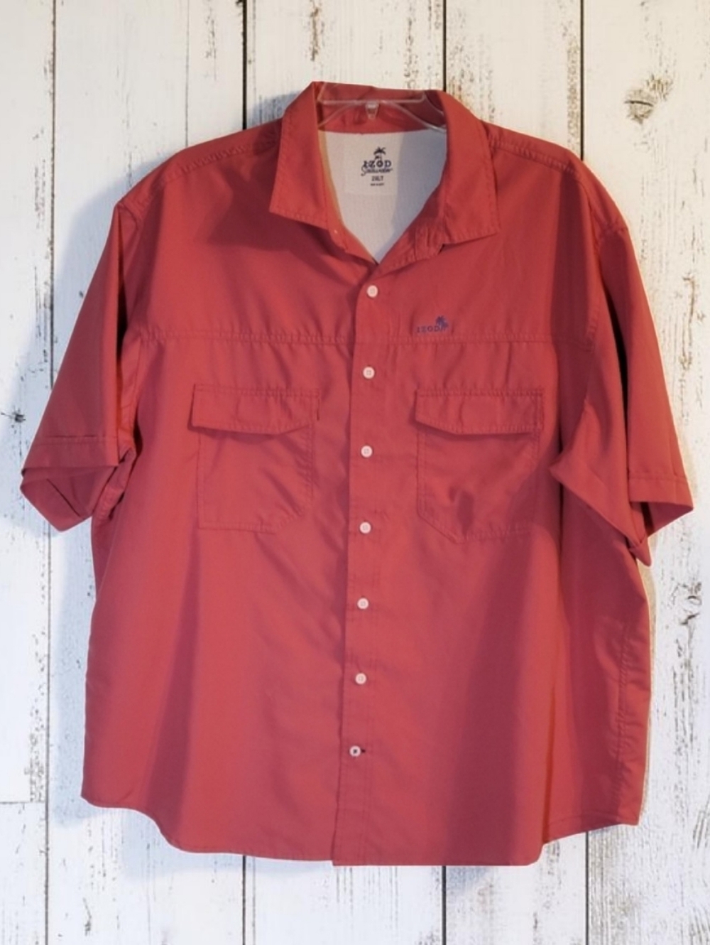 Izod Size-2XLT SALTWATER Men's Coral Hybird Performance Button Down Shirt